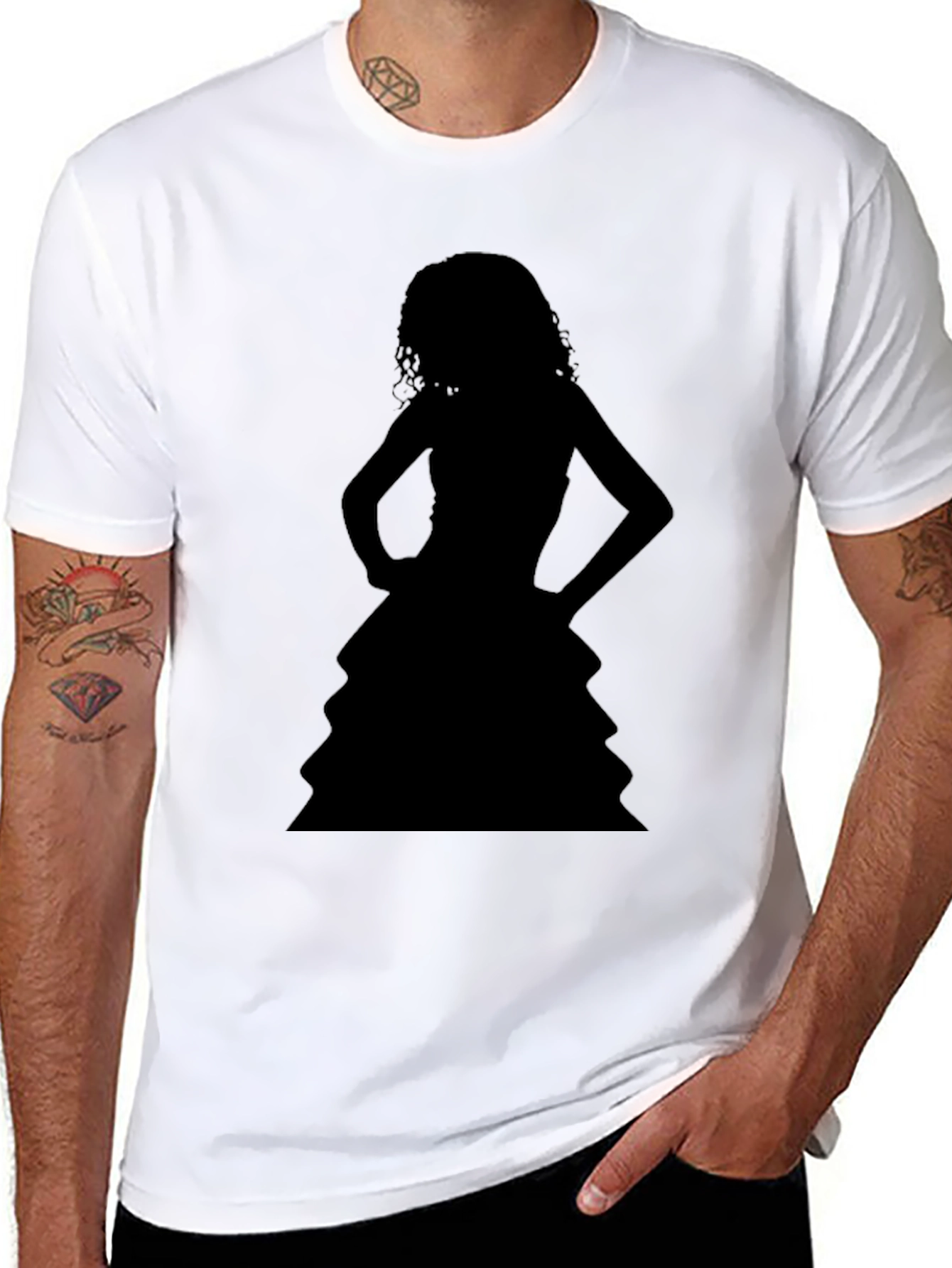 Silhouette Dress Graphic Black T-Shirt