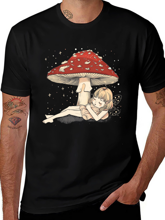 Mushroom Fairy Graphic Tee - Whimsical Comfort