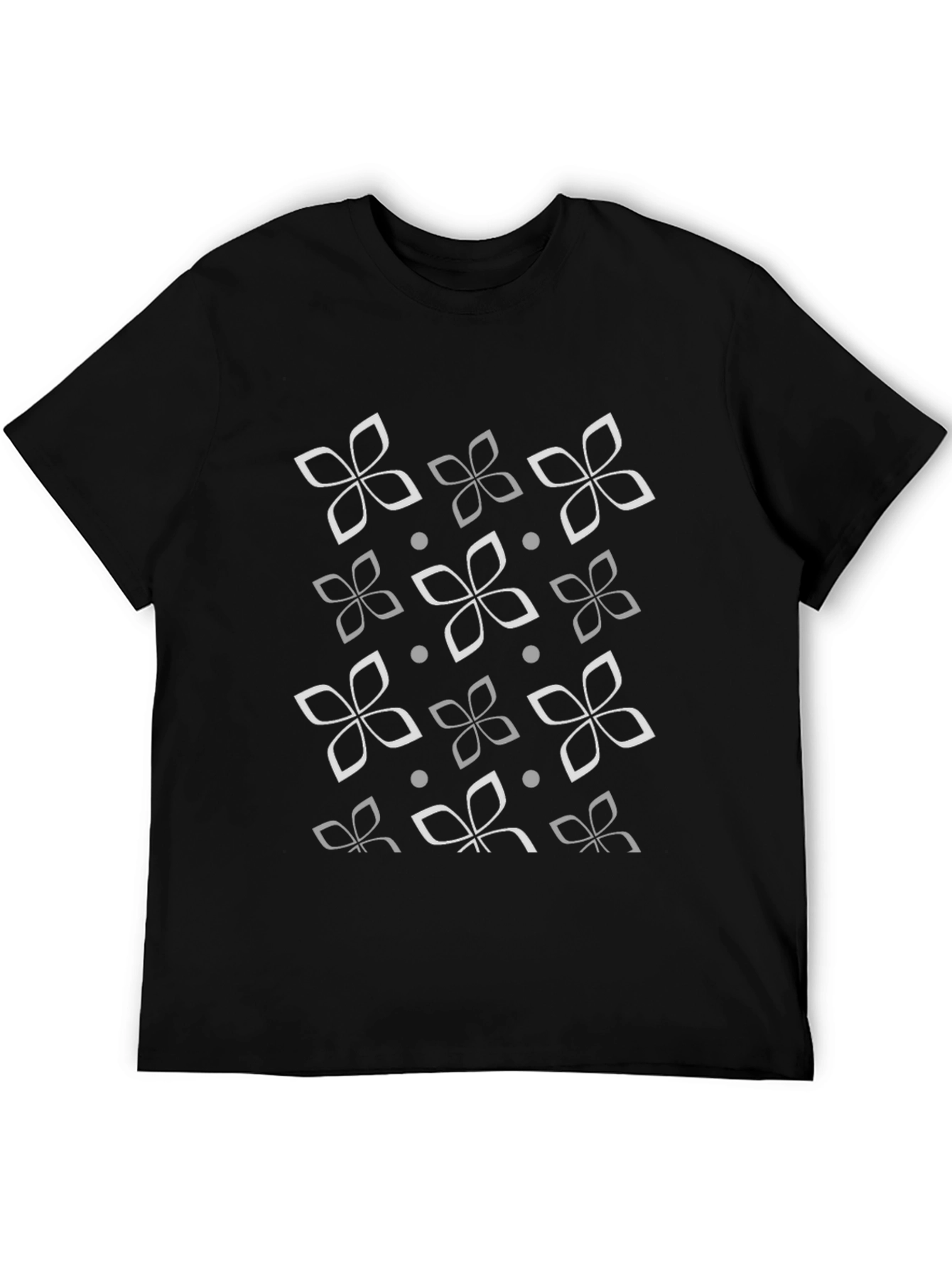 Black Floral Patterned Crew Neck T-Shirt