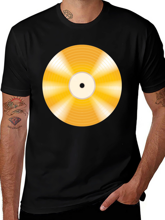 Retro Vinyl Record Graphic T-Shirt - Black