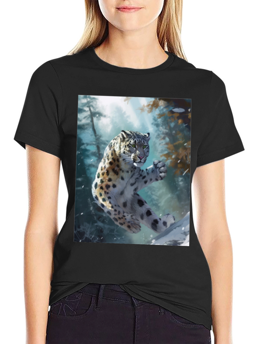 Snow Leopard Graphic Tee - Wildlife Art T-Shirt
