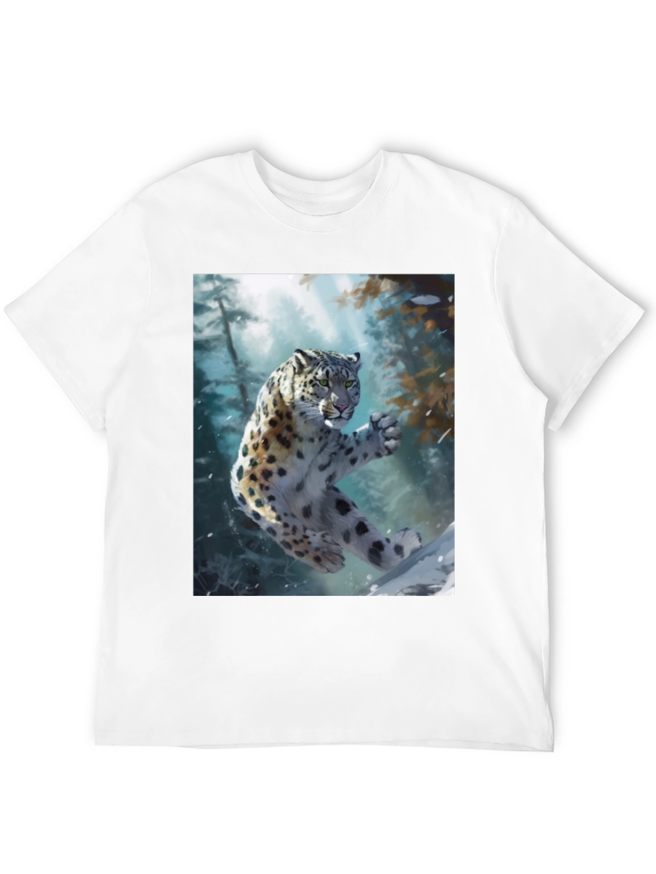 Snow Leopard Graphic Tee - Wildlife Art T-Shirt