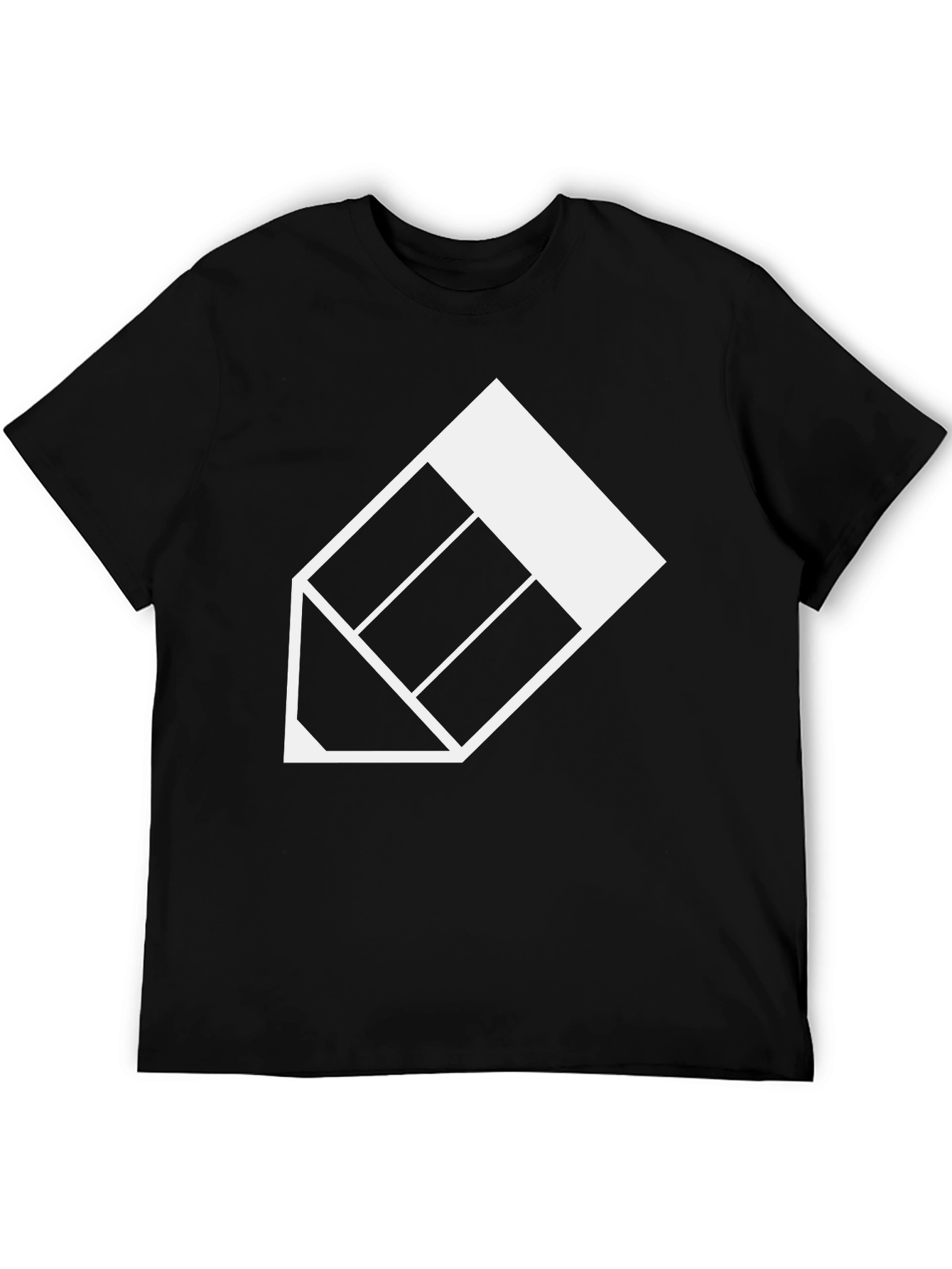 Modern Geometric Pencil Graphic Tee - Black