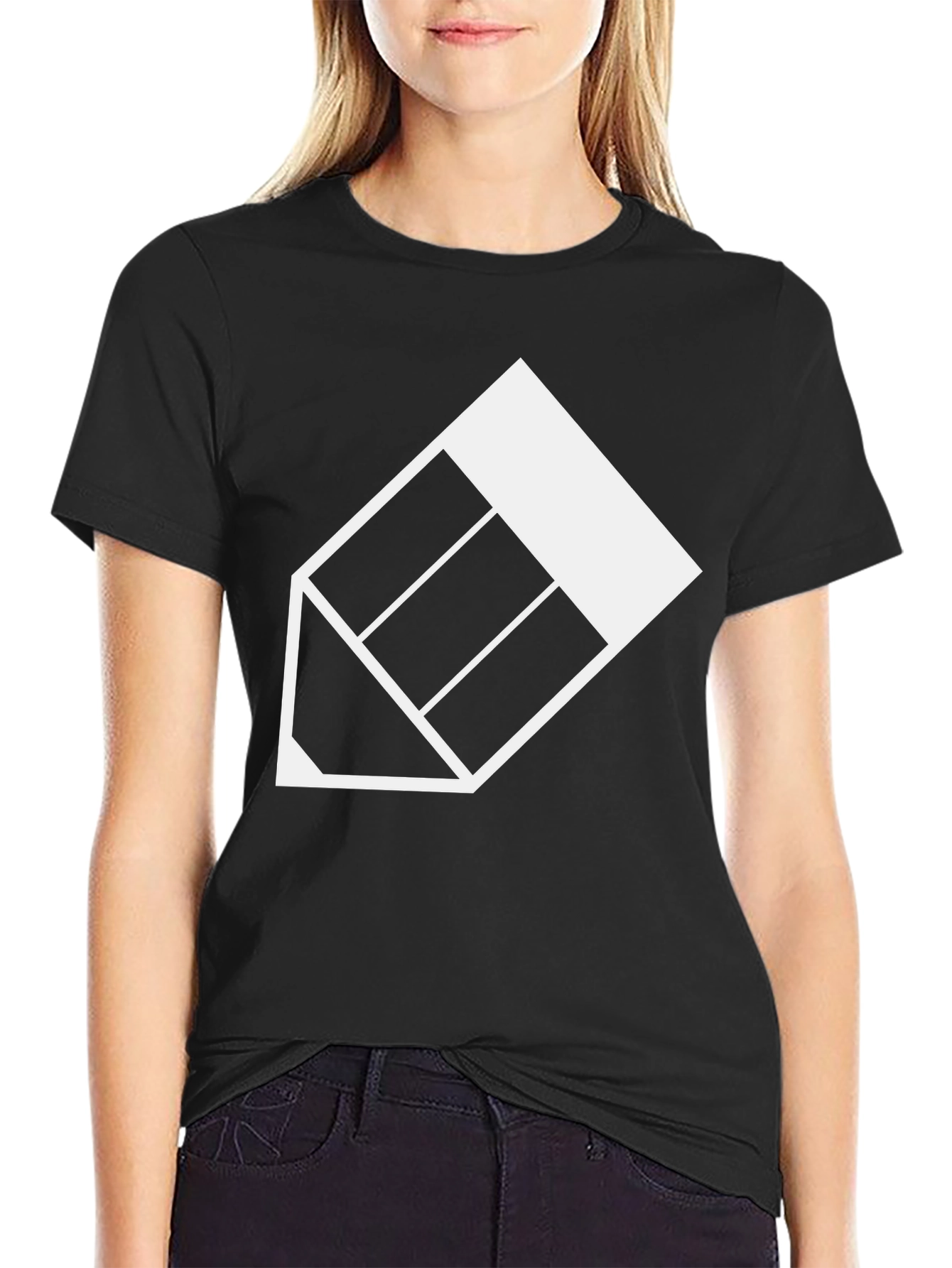 Modern Geometric Pencil Graphic Tee - Black