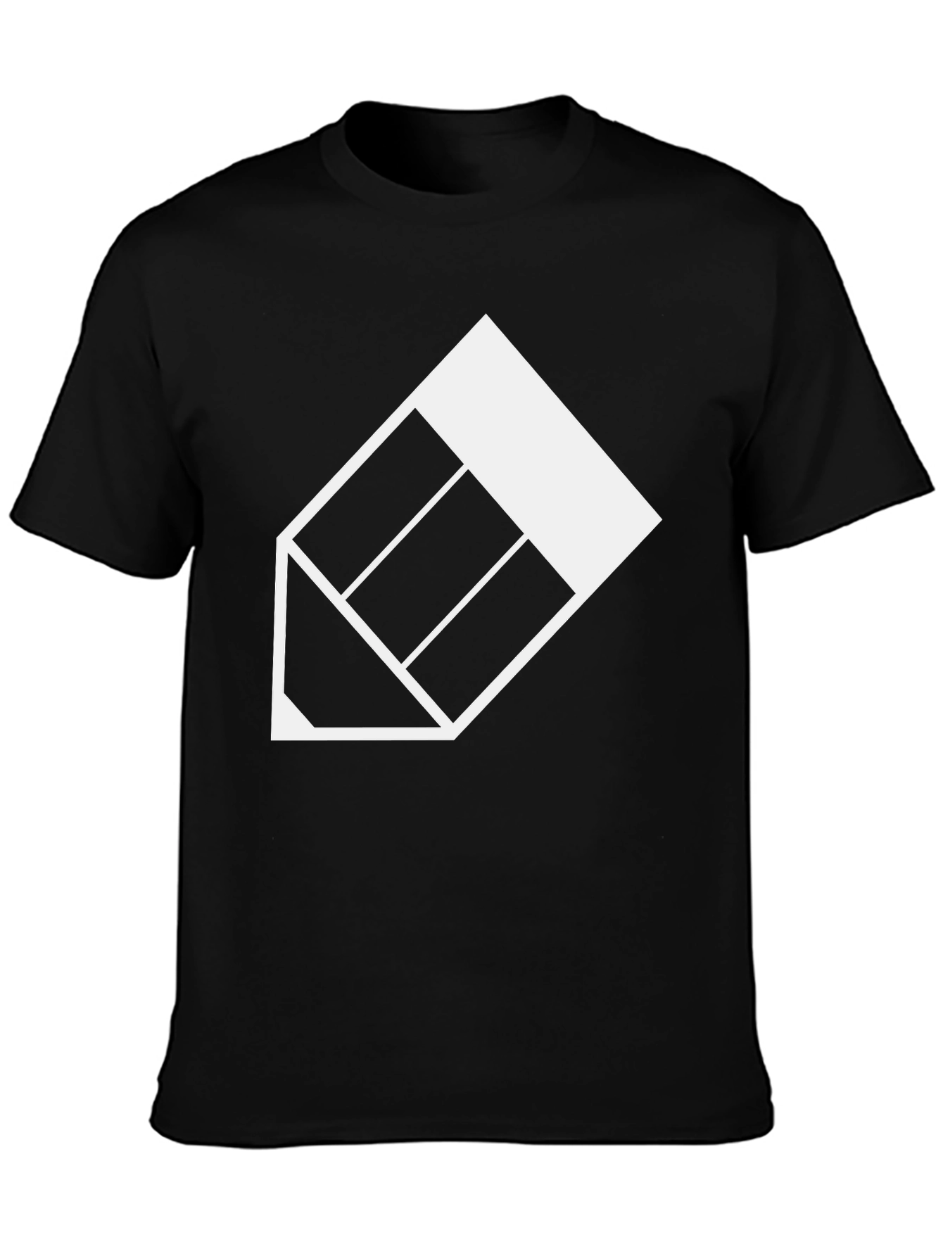 Modern Geometric Pencil Graphic Tee - Black