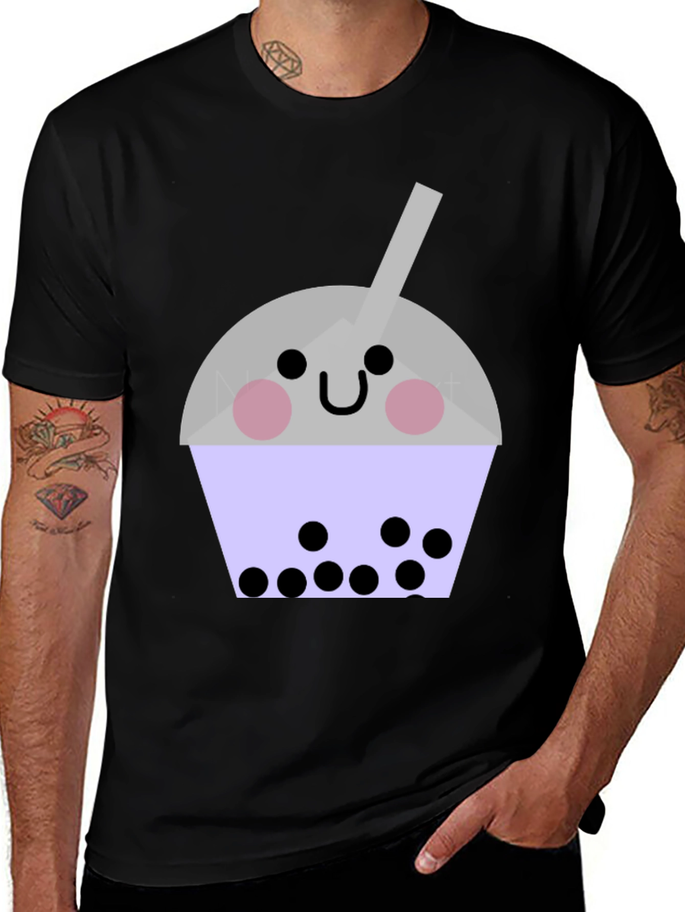 Cute Bubble Tea Graphic T-Shirt - Unisex Black Tee