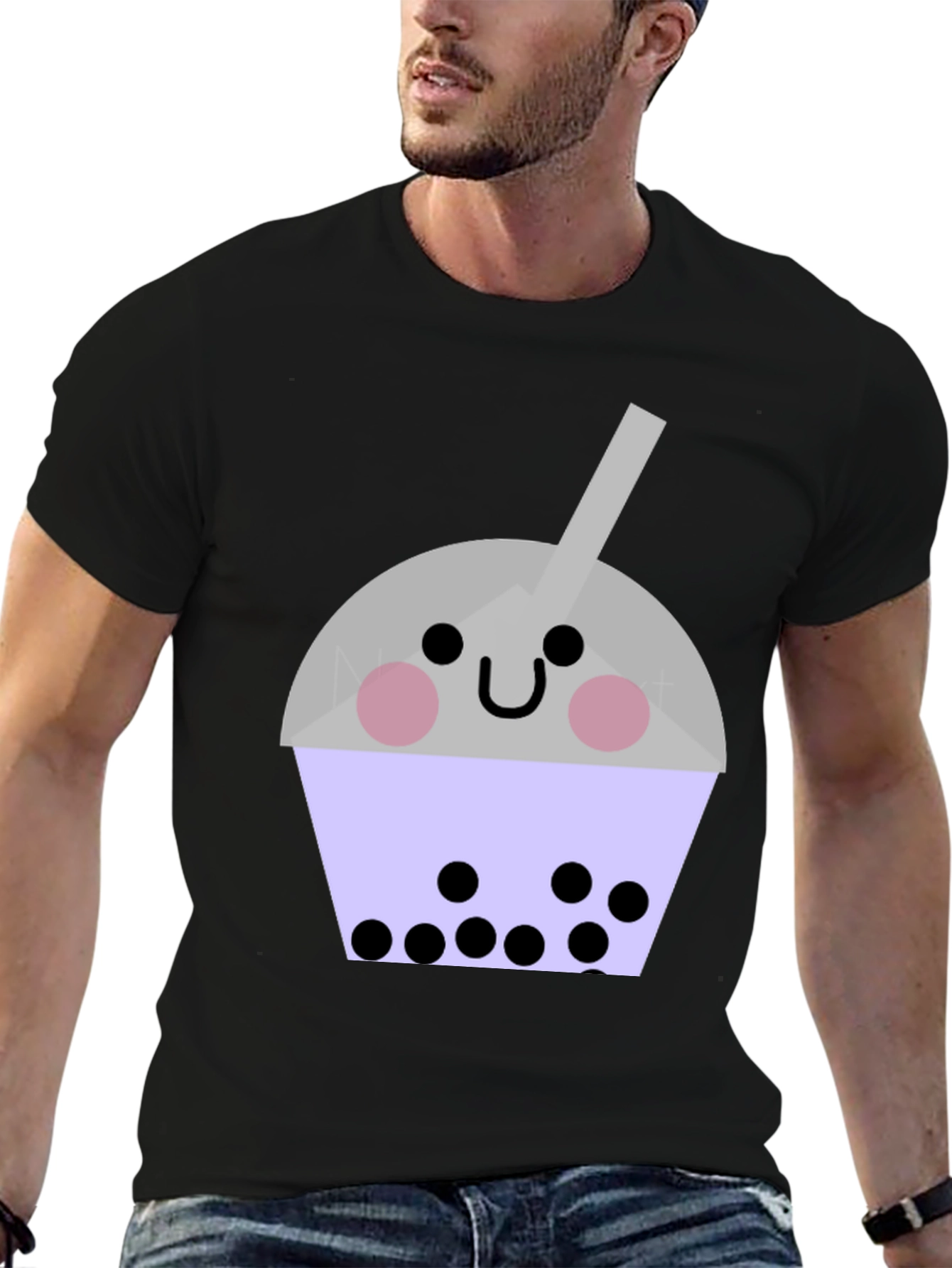 Cute Bubble Tea Graphic T-Shirt - Unisex Black Tee