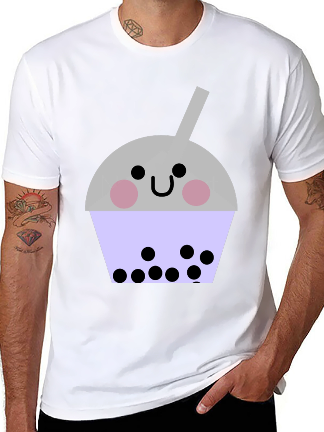 Cute Bubble Tea Graphic T-Shirt - Unisex Black Tee