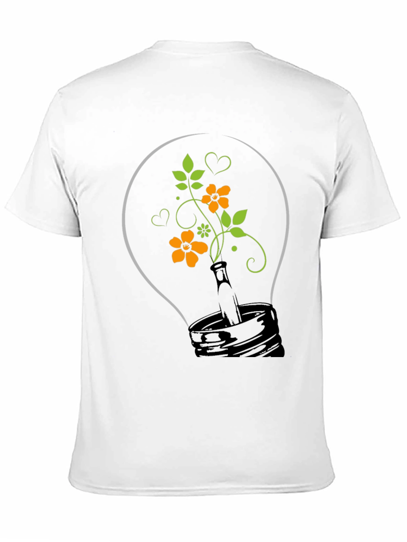 Floral Lightbulb Graphic Tee - Black Cotton T-Shirt