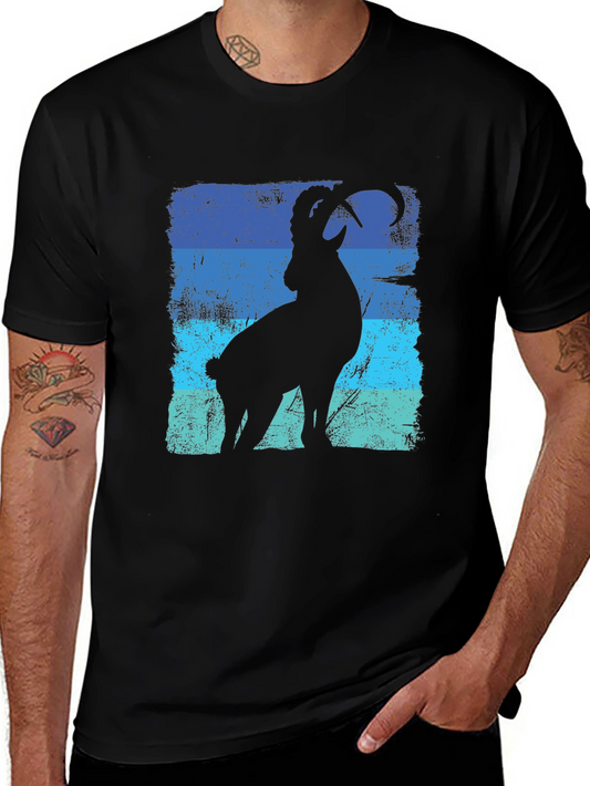 Mountain Goat Graphic T-Shirt - Blue Stripe