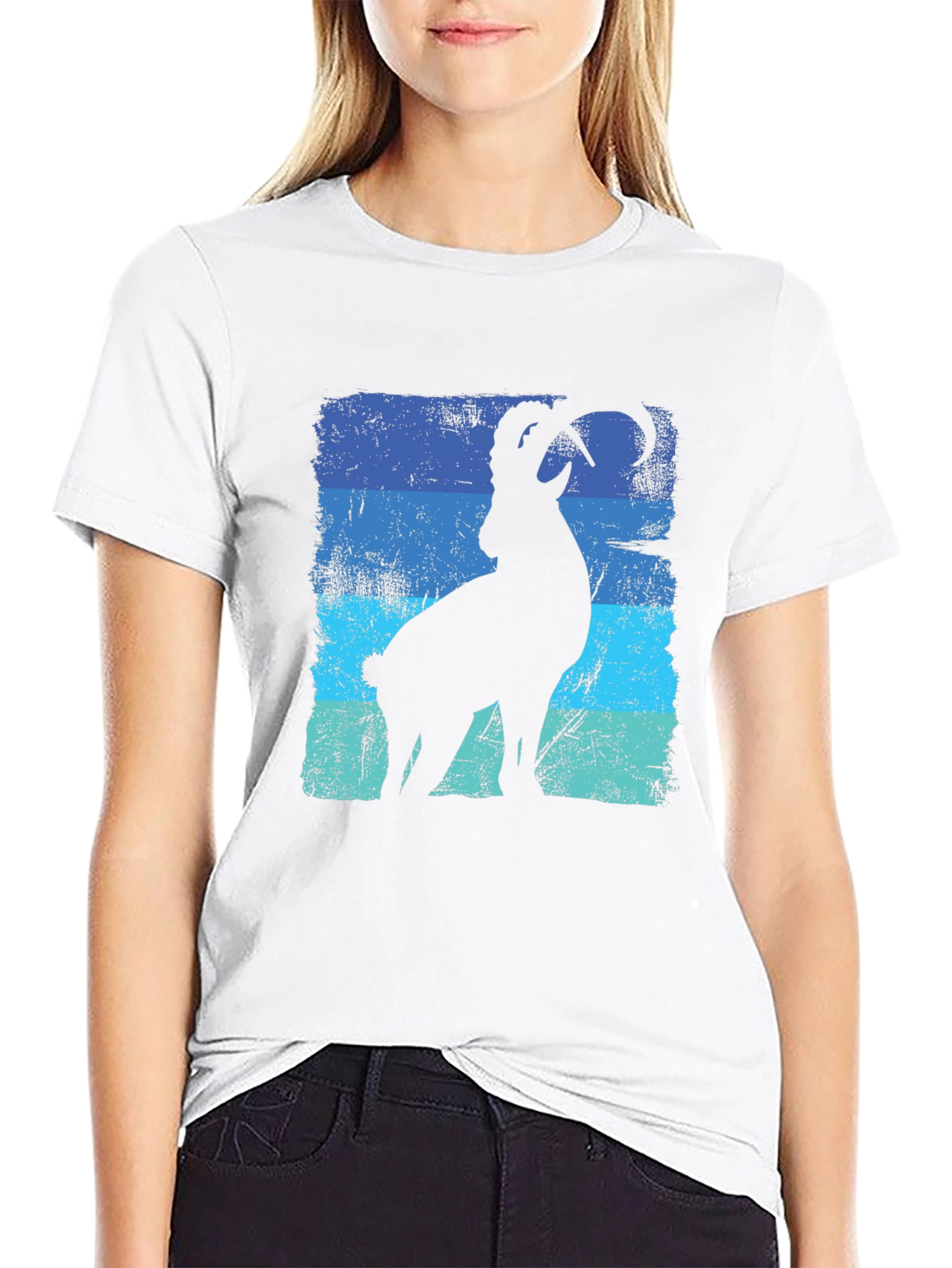 Mountain Goat Graphic T-Shirt - Blue Stripe