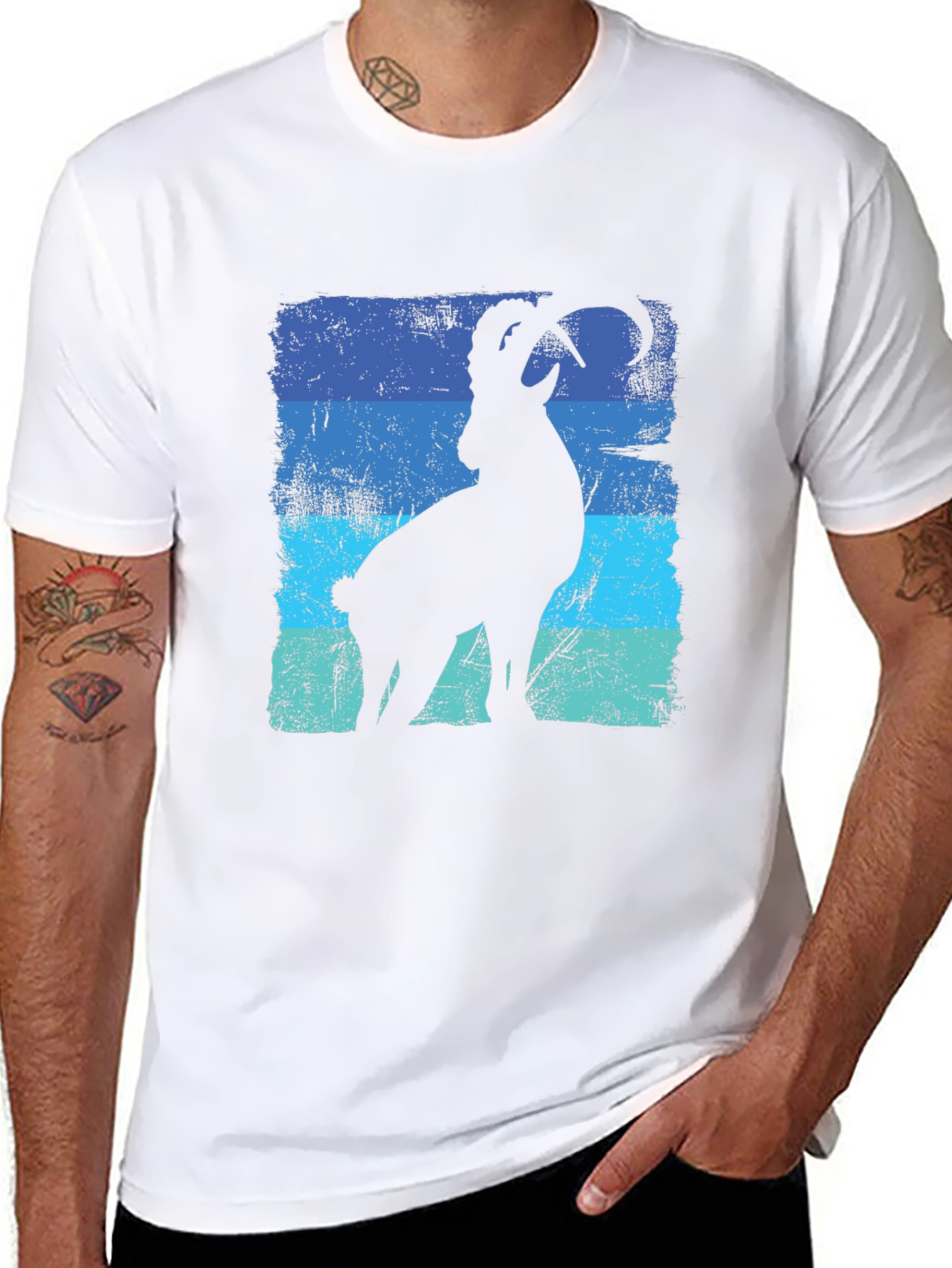 Mountain Goat Graphic T-Shirt - Blue Stripe
