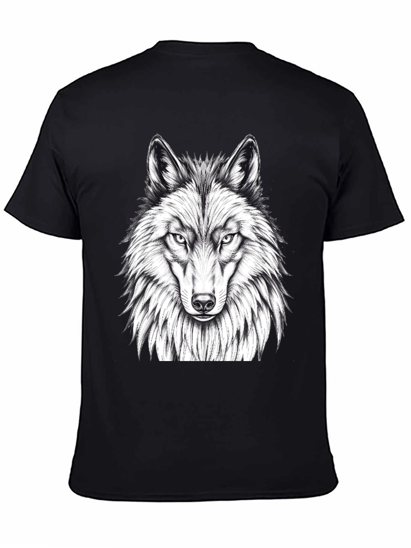 Wolf Graphic Tee - Black Crew Neck T-Shirt