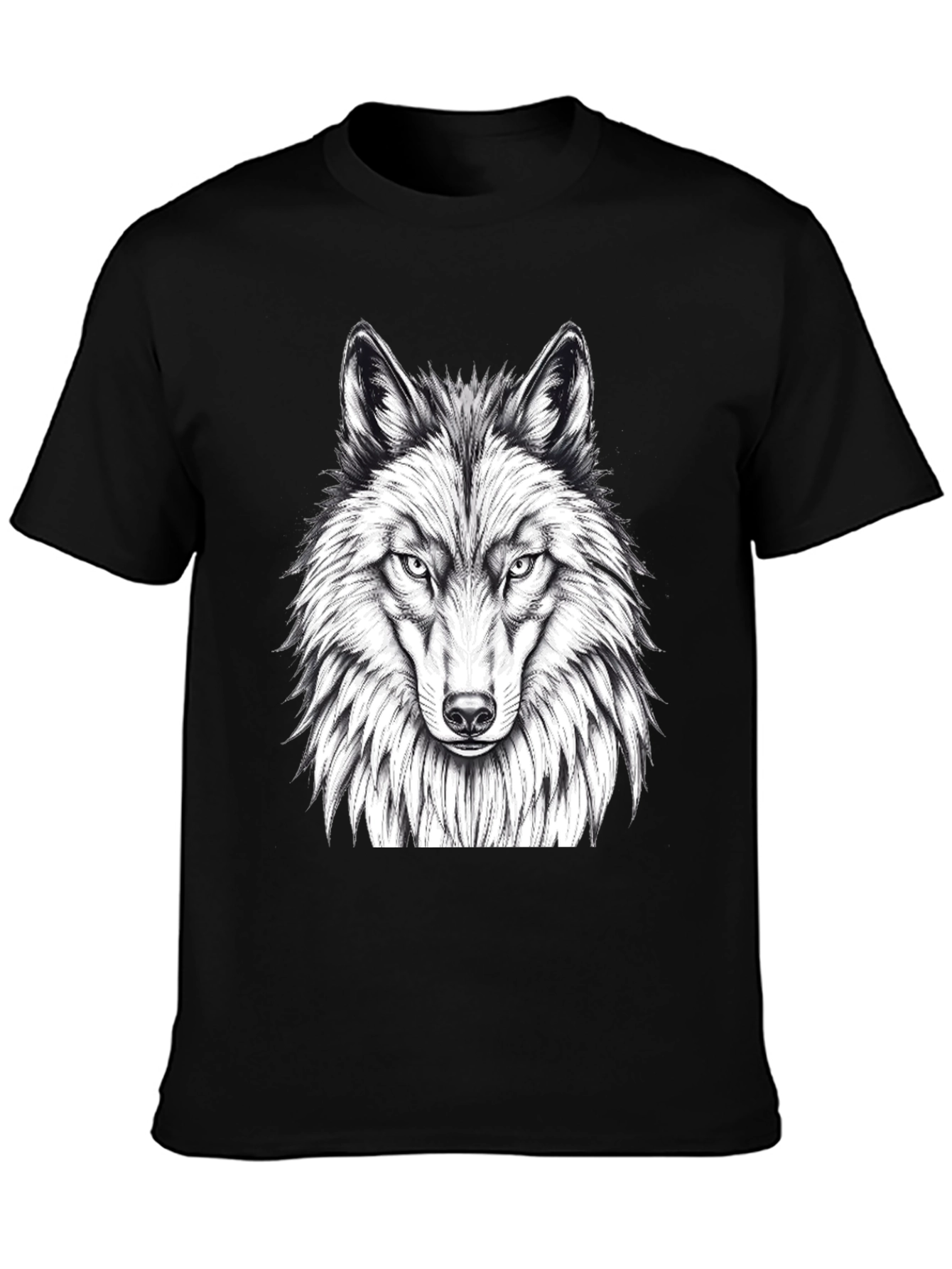 Wolf Graphic Tee - Black Crew Neck T-Shirt