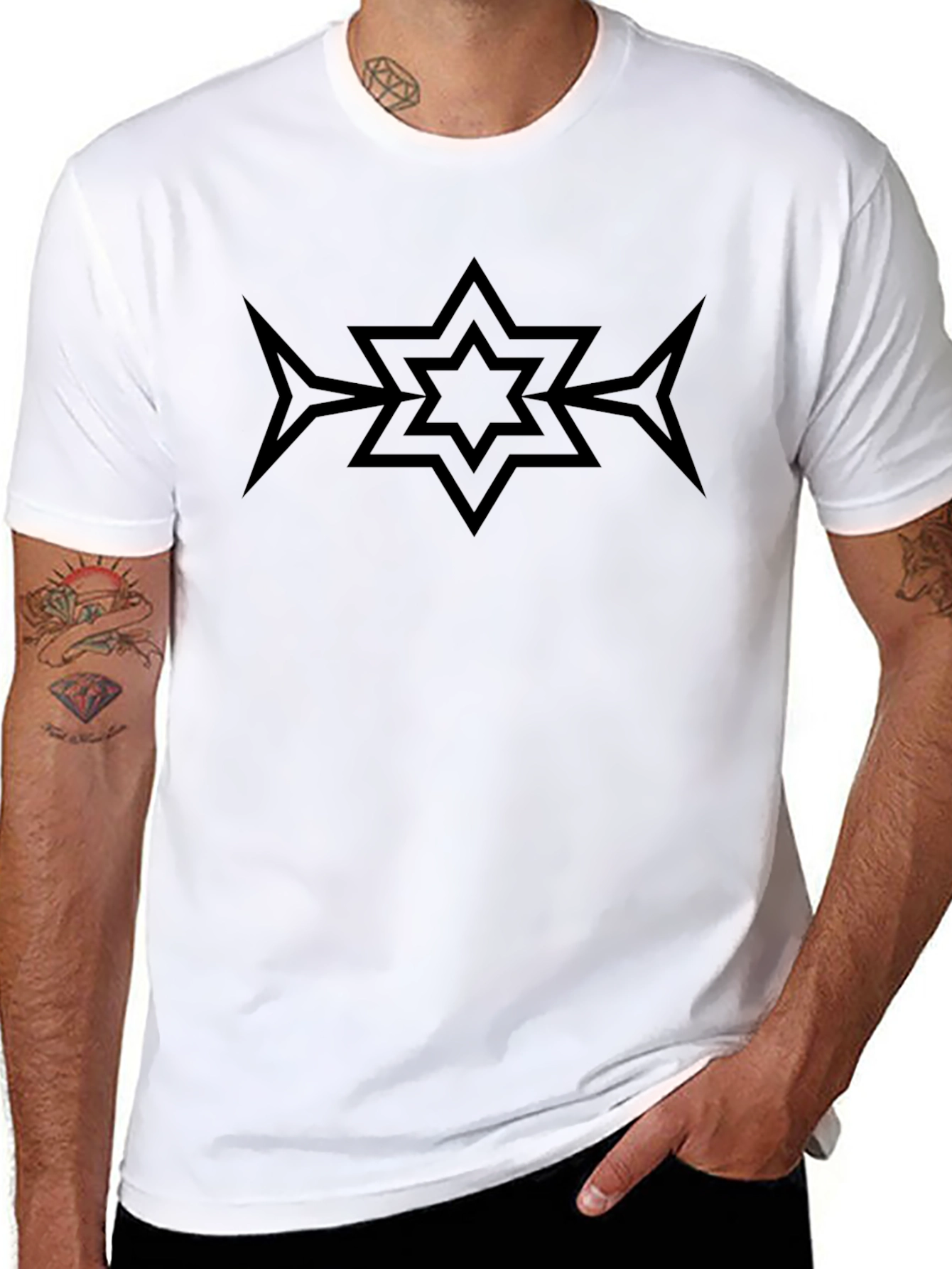 Black Graphic Tee - Star Arrow Design