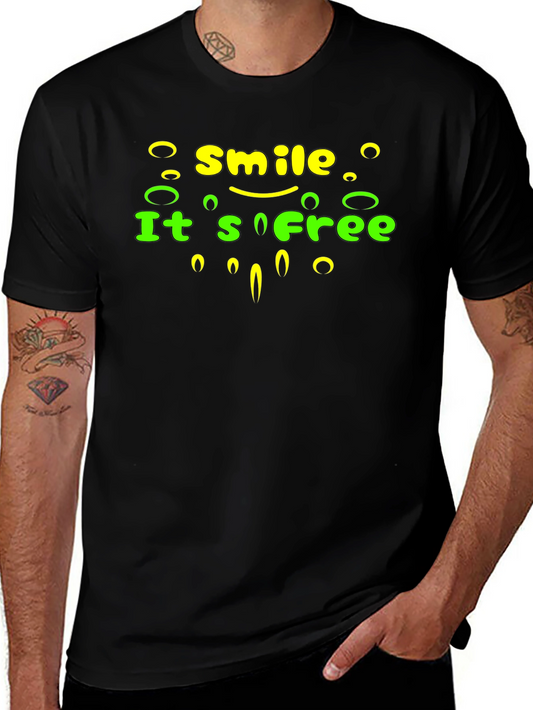 Smile Its Free Graphic Tee - Black Cotton T-Shirt