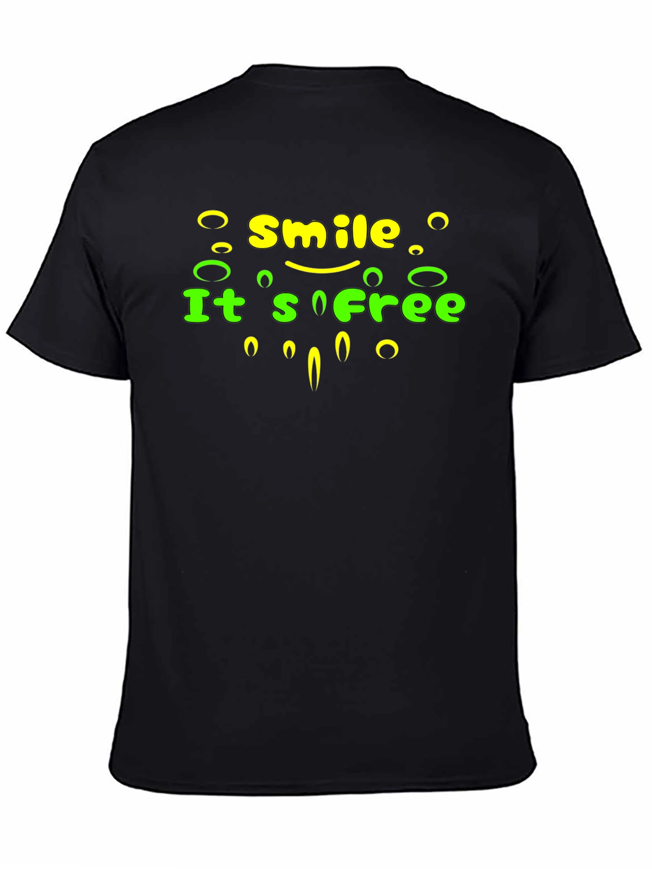 Smile Its Free Graphic Tee - Black Cotton T-Shirt