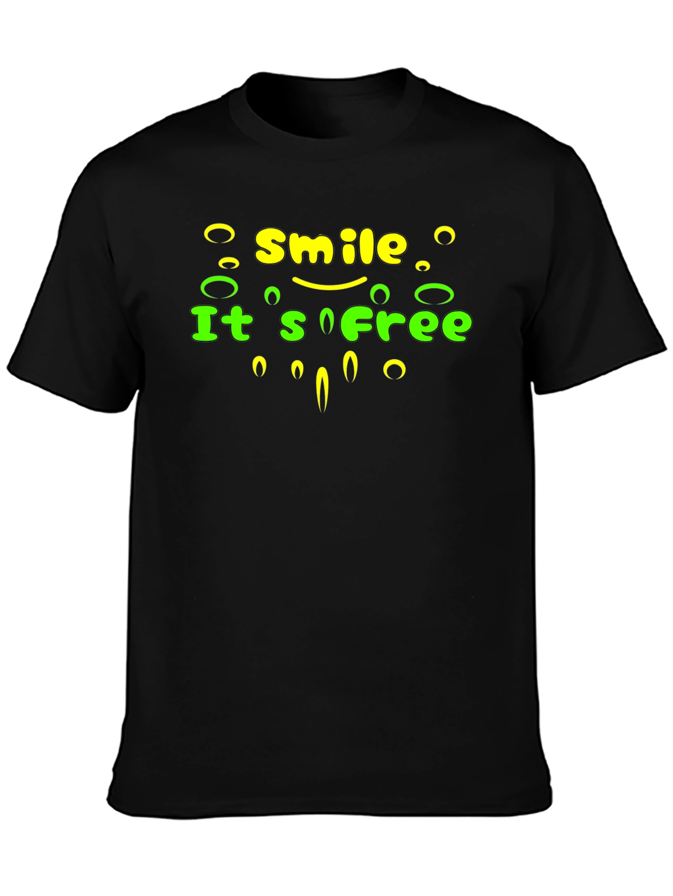 Smile Its Free Graphic Tee - Black Cotton T-Shirt