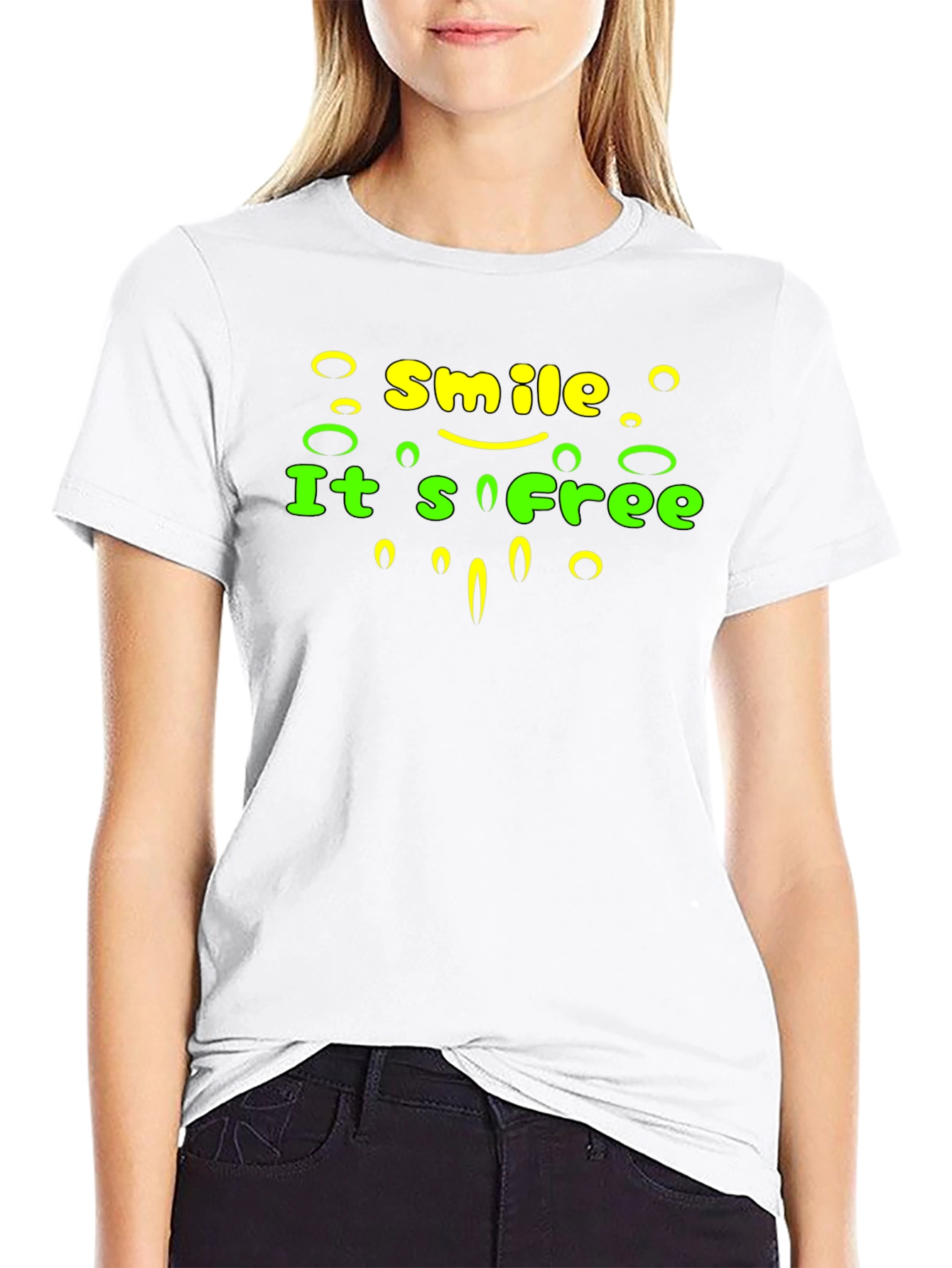 Smile Its Free Graphic Tee - Black Cotton T-Shirt