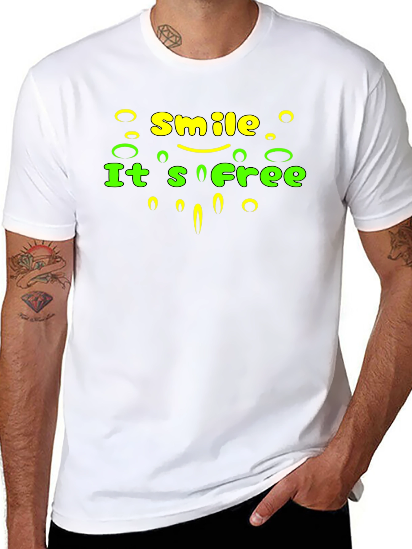 Smile Its Free Graphic Tee - Black Cotton T-Shirt