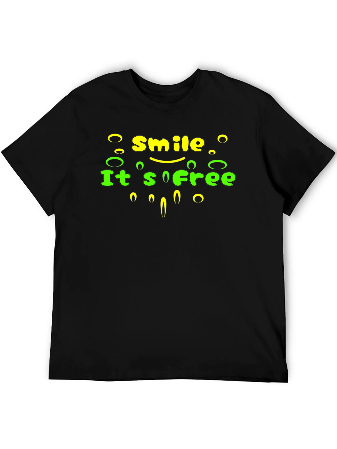 Smile Its Free Graphic Tee - Black Cotton T-Shirt