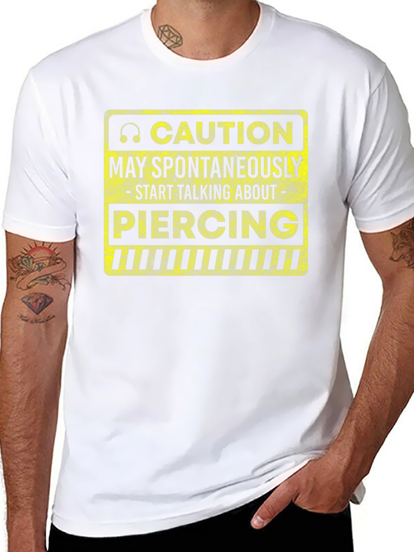 Caution Piercing T-Shirt - Spontaneous Talk Warning