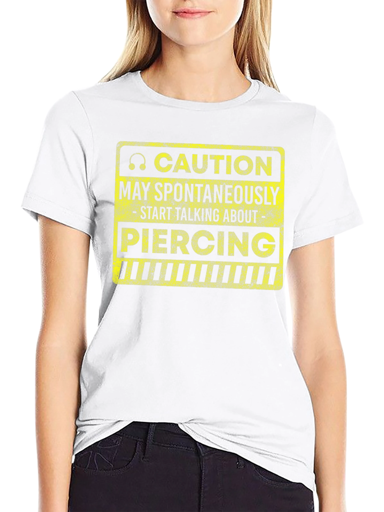 Caution Piercing T-Shirt - Spontaneous Talk Warning