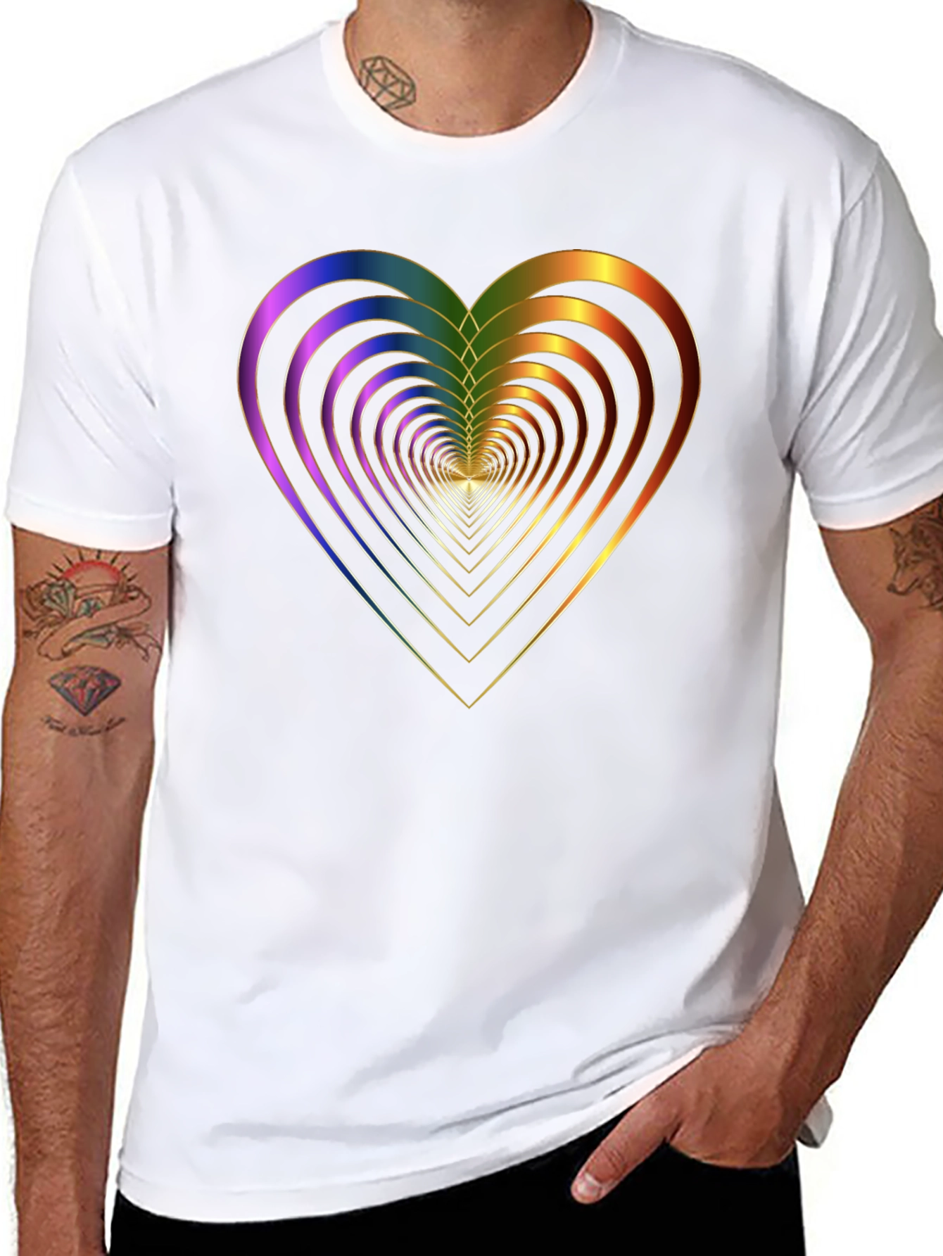 Rainbow Heart Tunnel Graphic T-Shirt