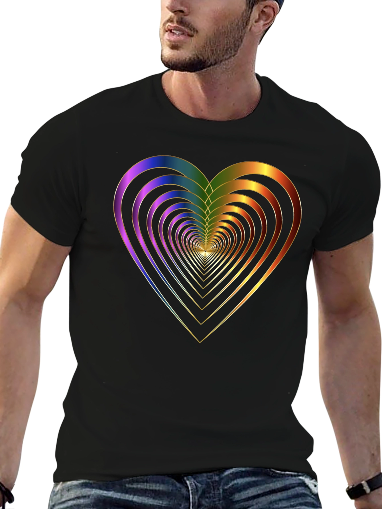 Rainbow Heart Tunnel Graphic T-Shirt