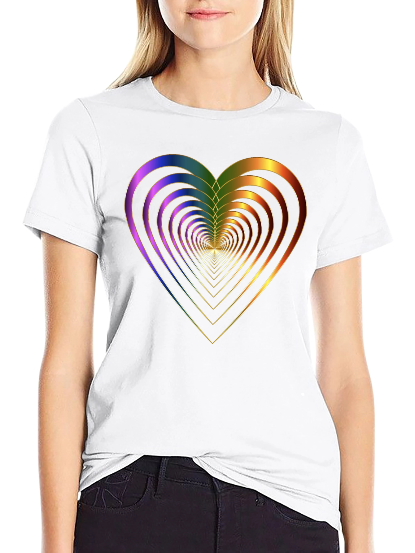 Rainbow Heart Tunnel Graphic T-Shirt