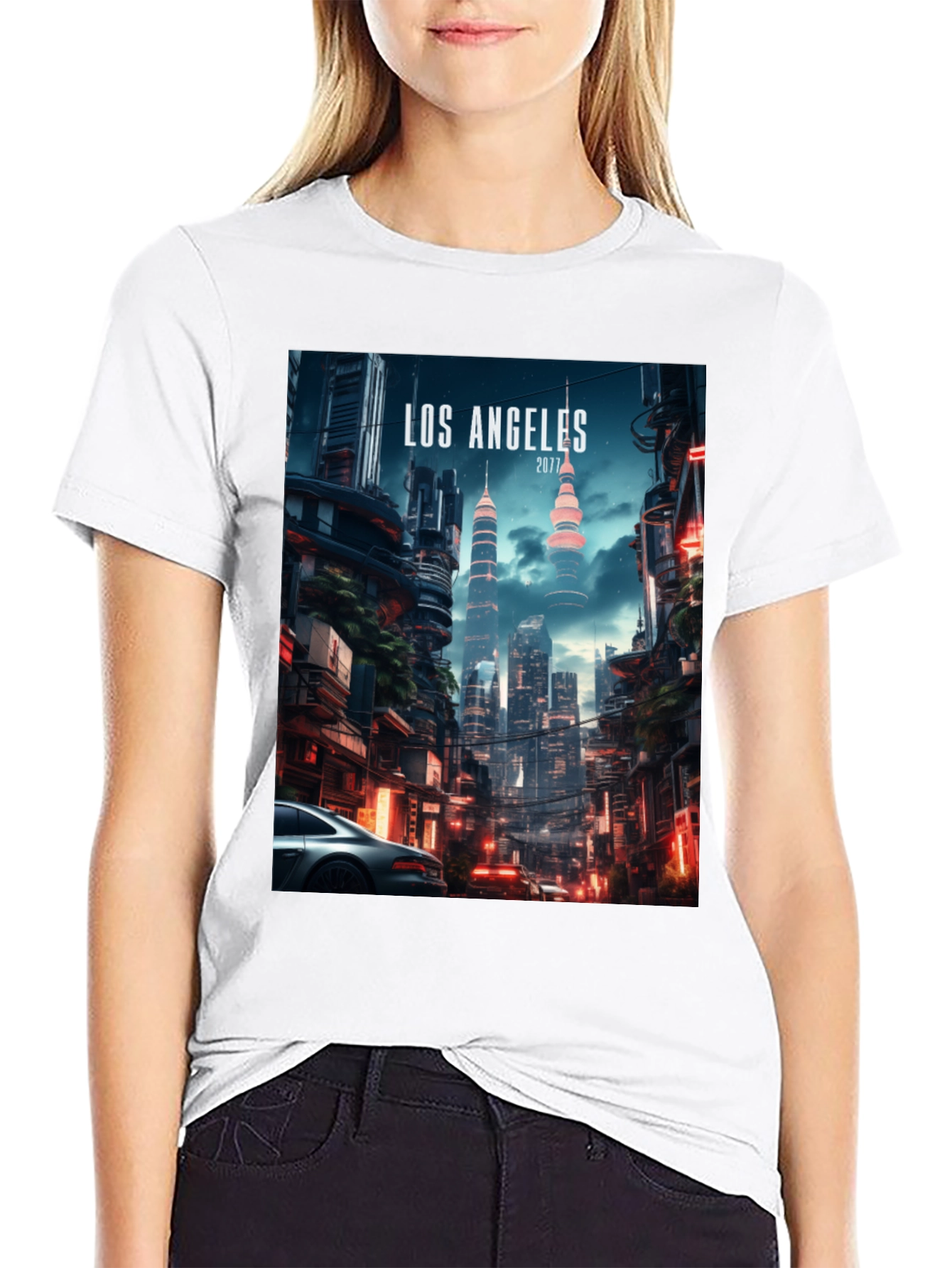 Cyberpunk Los Angeles 2077 Graphic Tee