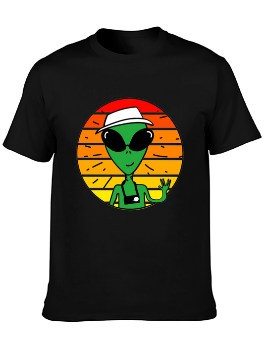 Retro Alien Graphic Tee -  Space Tourist T-Shirt