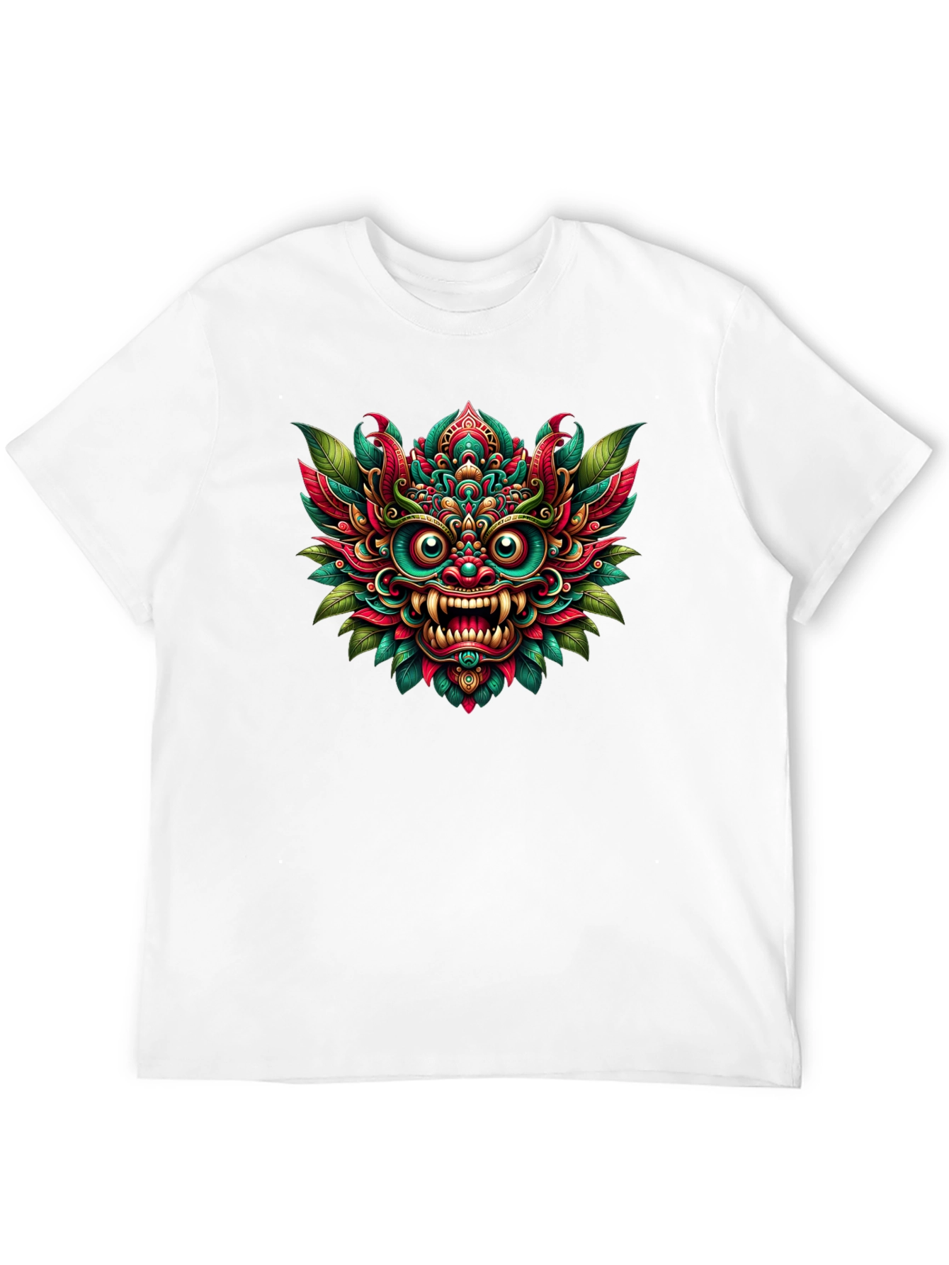 Vibrant Bali Mask Graphic Tee - Unisex Black T-Shirt