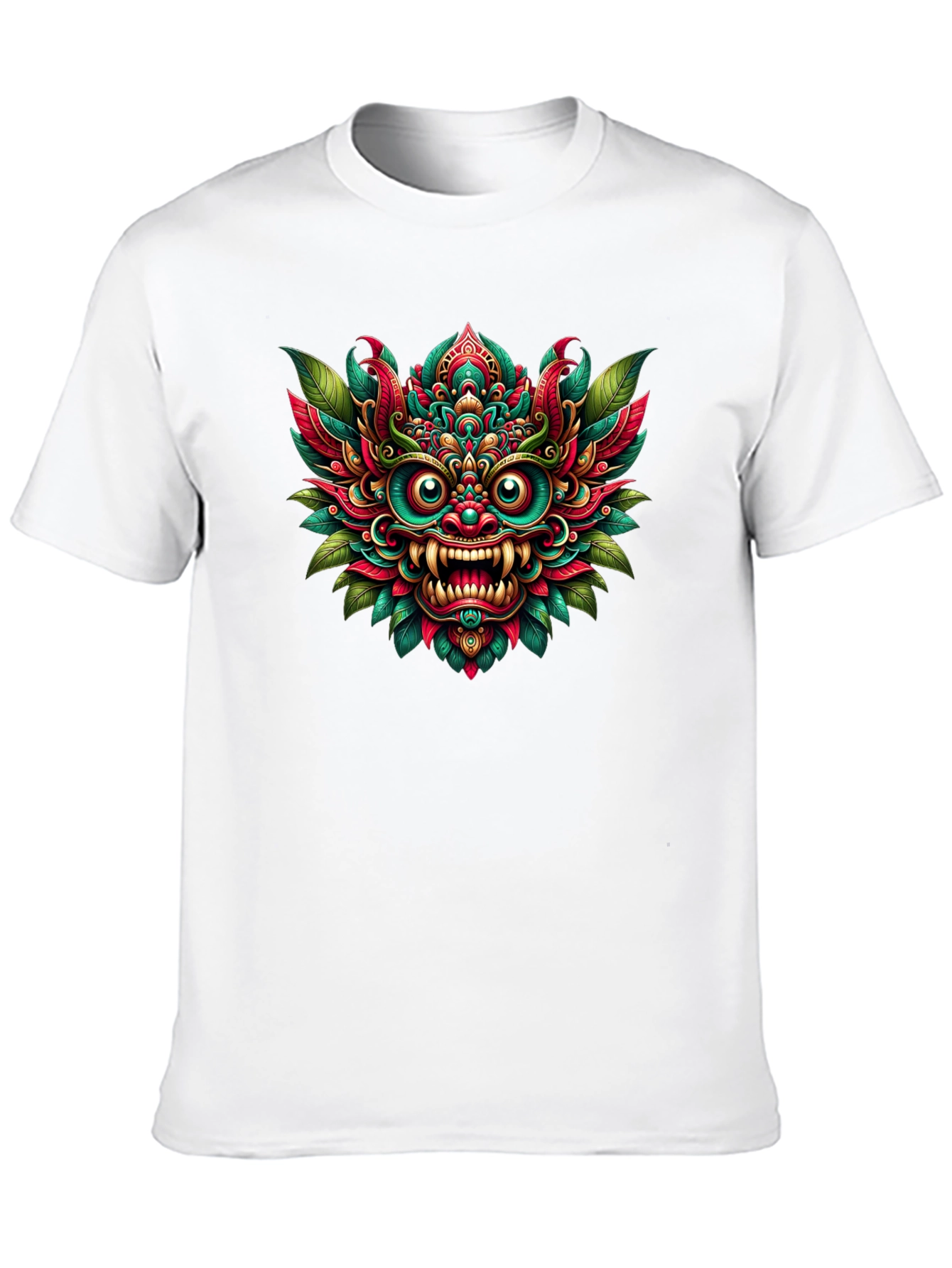 Vibrant Bali Mask Graphic Tee - Unisex Black T-Shirt