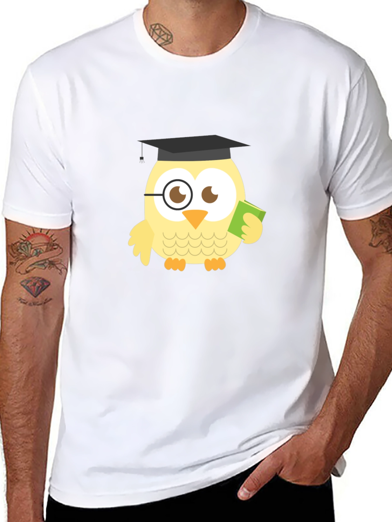Funny Owl Grad Black T-Shirt