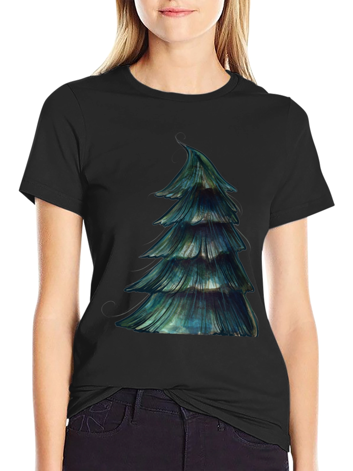 Abstract Tree Graphic Black Tee