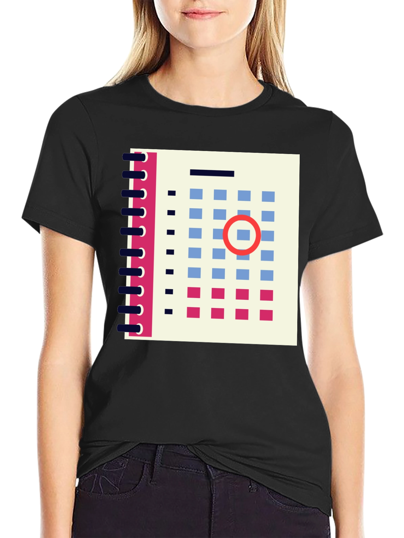 Abstract Calendar Graphic Tee - Stylish Mens Black T-Shirt