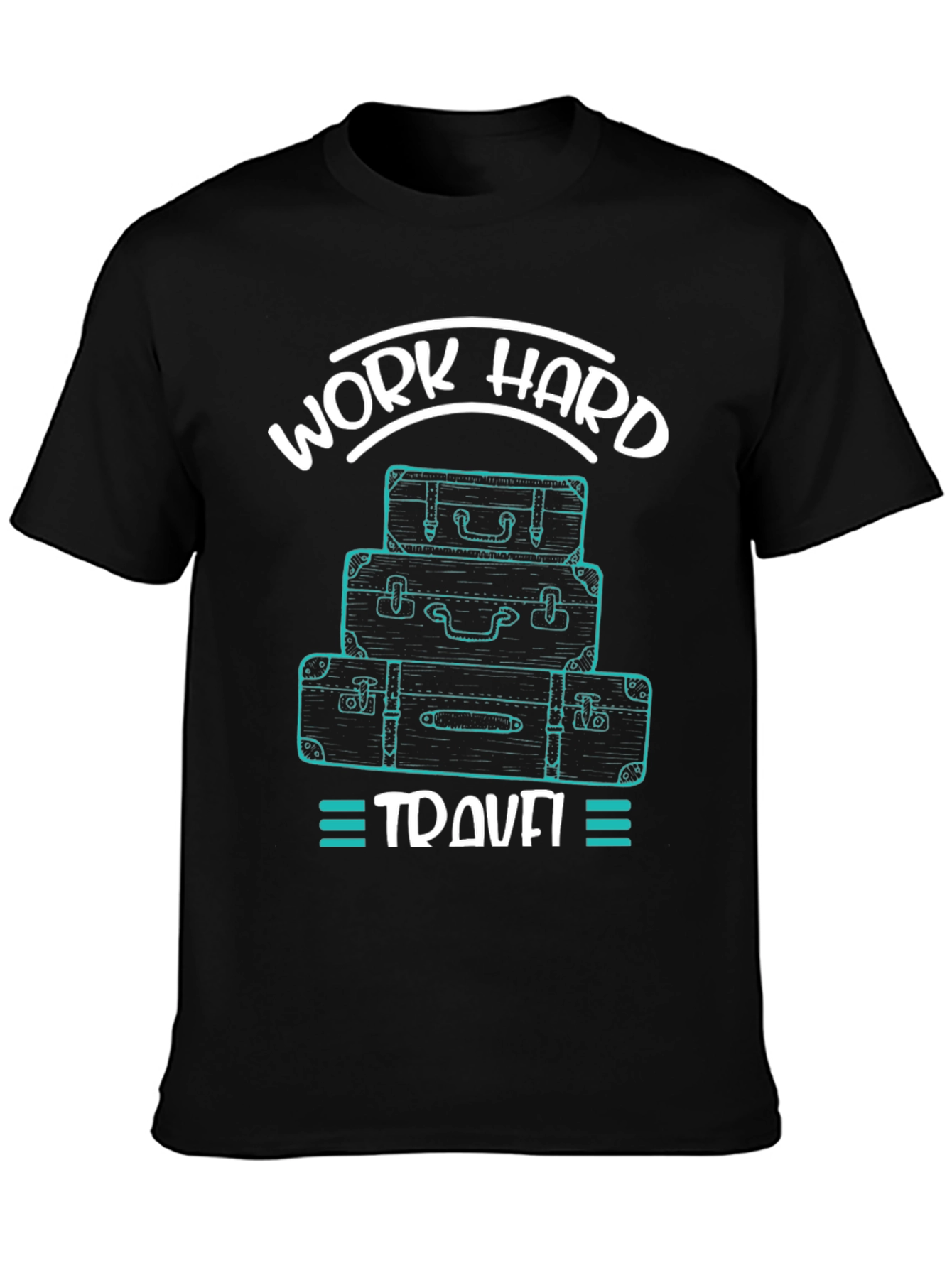 Work Hard Travel Mens Black Graphic Tee