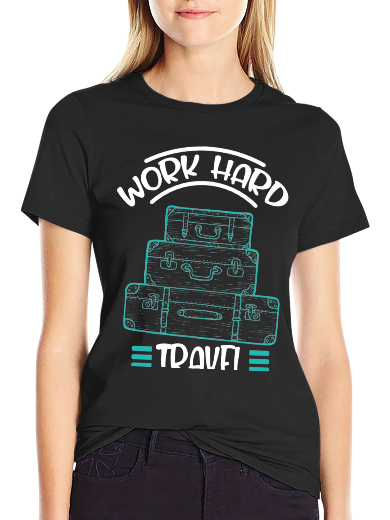 Work Hard Travel Mens Black Graphic Tee