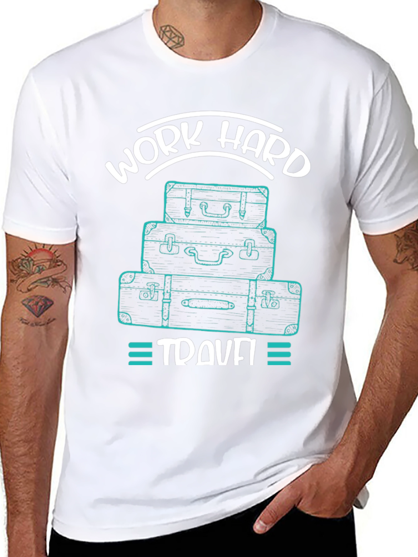 Work Hard Travel Mens Black Graphic Tee