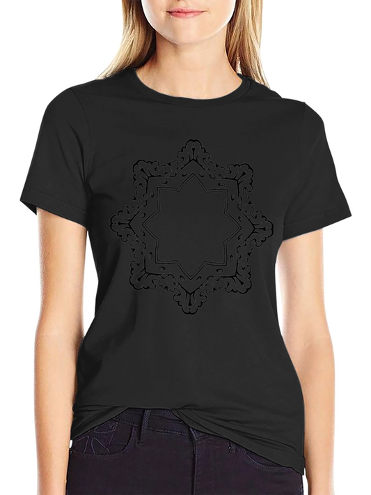 Black Graphic Tee - Ornamental Star Design