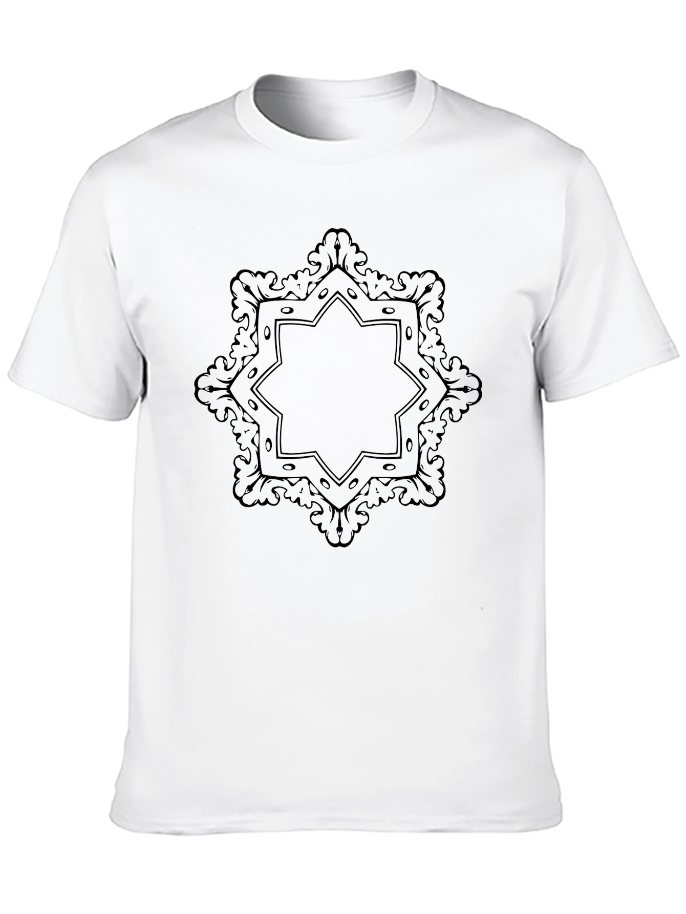 Black Graphic Tee - Ornamental Star Design