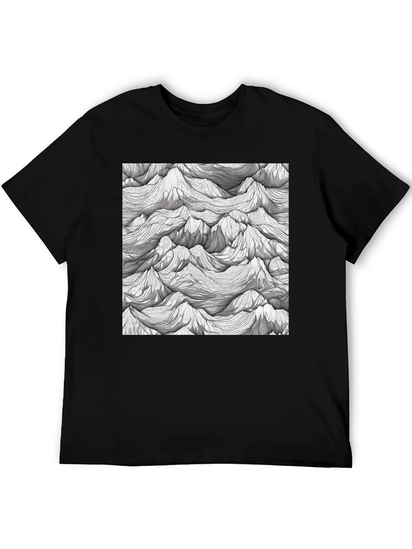 Abstract Peaks Graphic Tee - Black