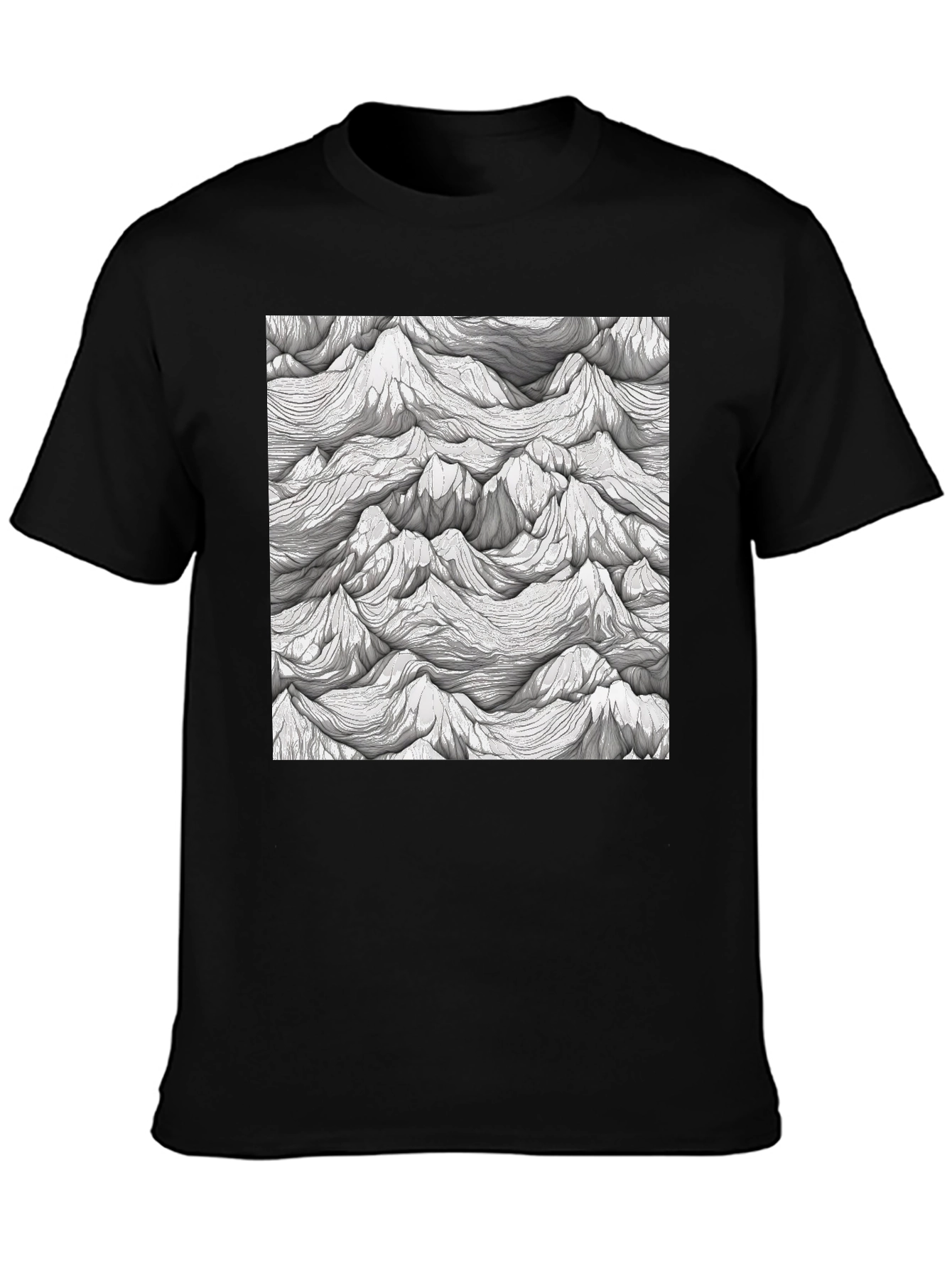 Abstract Peaks Graphic Tee - Black