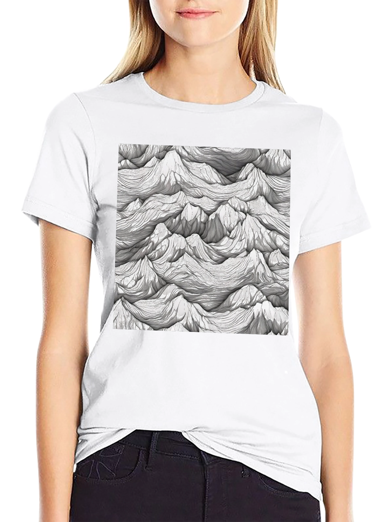 Abstract Peaks Graphic Tee - Black