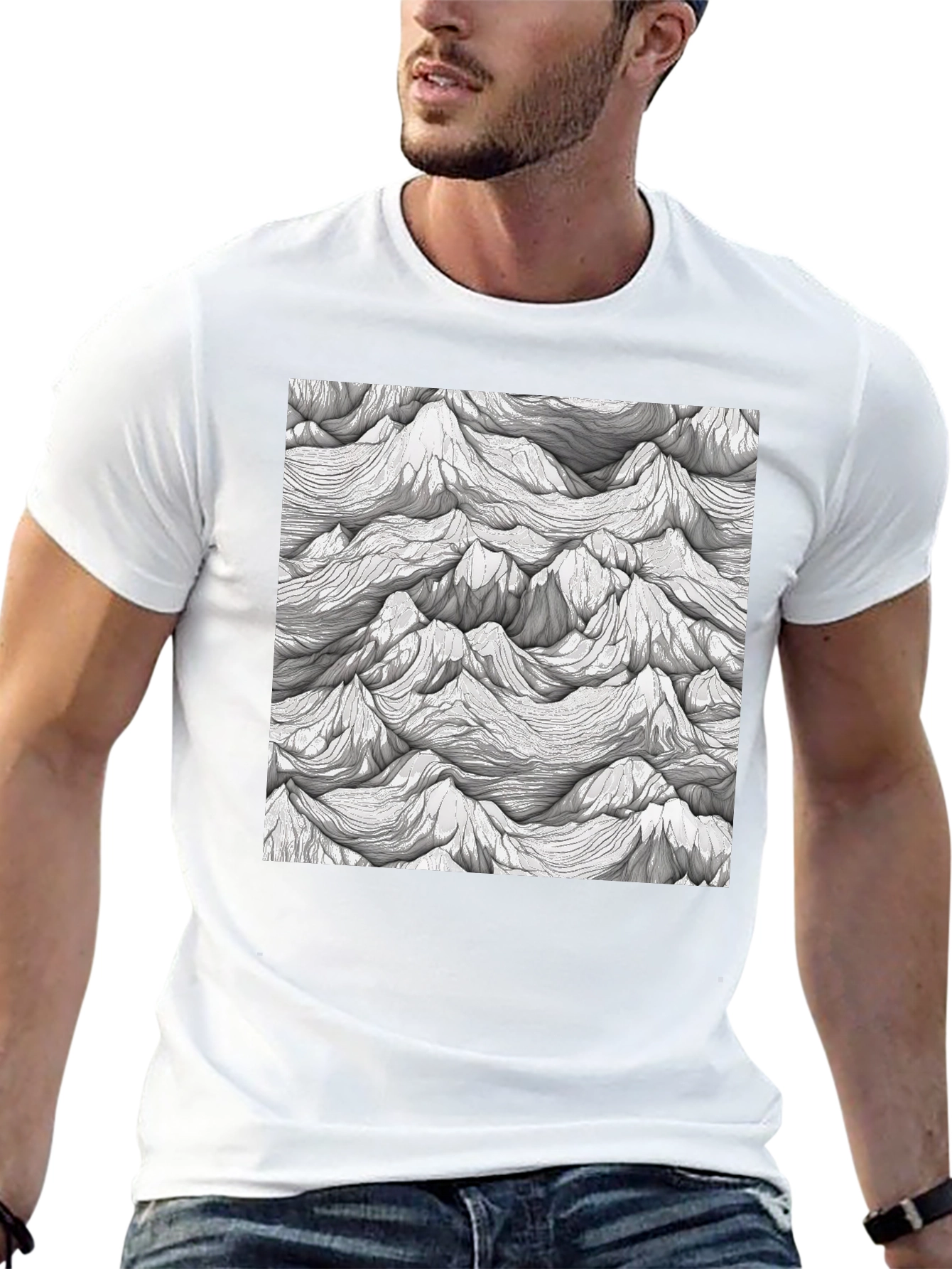 Abstract Peaks Graphic Tee - Black