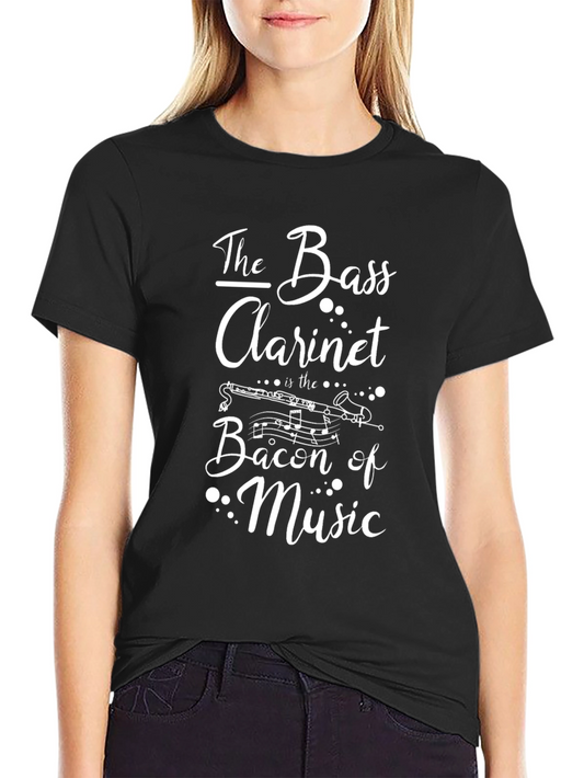 The Bass Clarinet Bacon of Music Black T-Shirt
