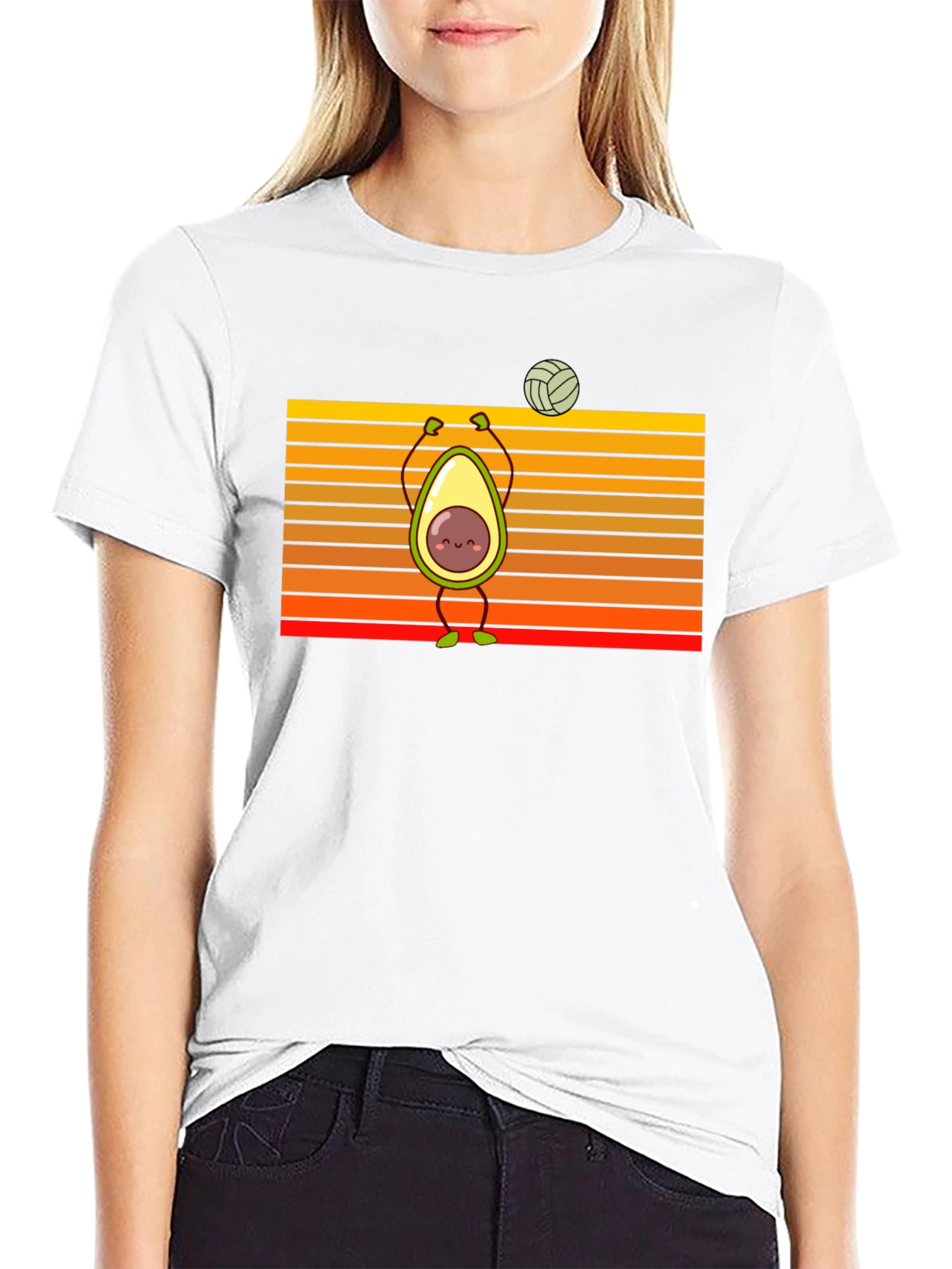 Avocado Volleyball Retro Graphic T-Shirt