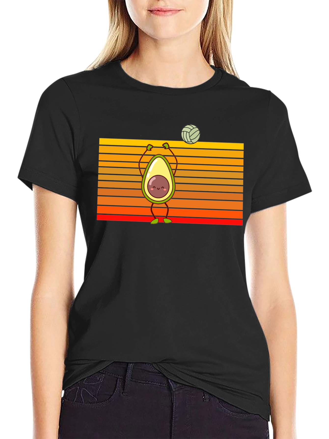 Avocado Volleyball Retro Graphic T-Shirt