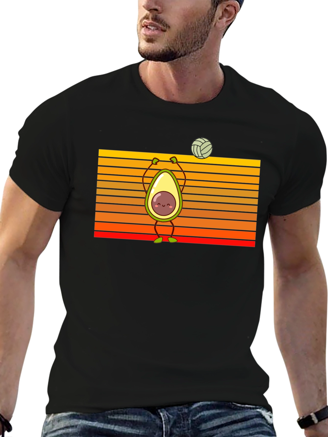 Avocado Volleyball Retro Graphic T-Shirt